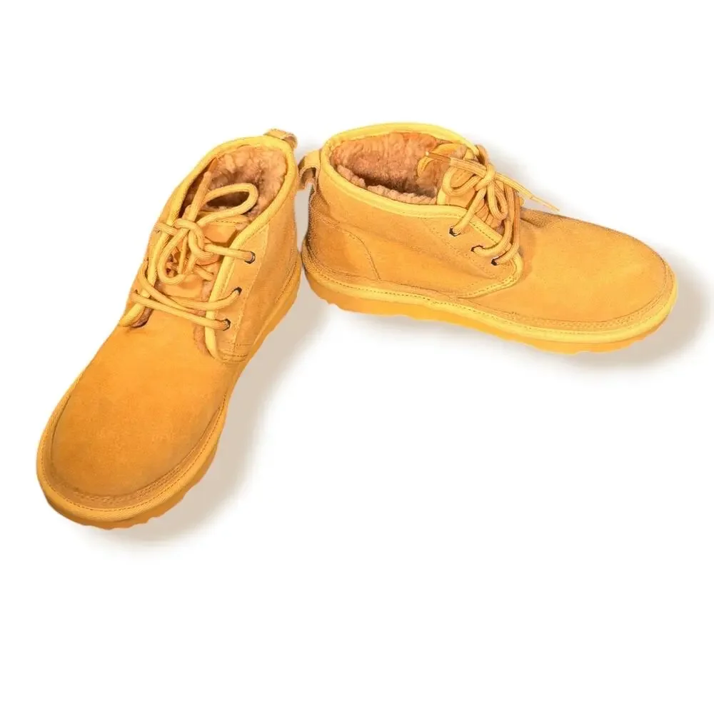 UGG Neumel Yellow Suede Chukka Boots Shearling Lined Youth Kids Size 4 Comfy